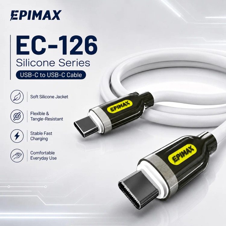 کابل شارژ و دیتا اپیمکس EC-126 سیلیکونی Type-C به Type-C توان 65 وات